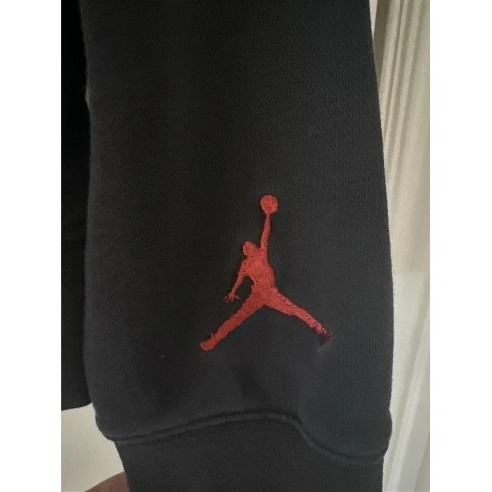 Nike Air Jordan VTG Jumpman Holiday Black L Hoodie Embroidered High Tops 90s Y2K